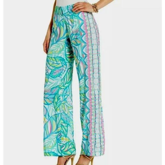 LILLY PULITZER BAL HARBOUR PALAZZO FLORAL PANTS SIZE M - Picture 2 of 10